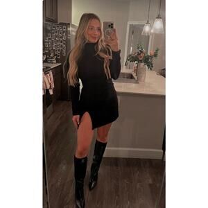 Reformation Libra Knit Dress-BLACK-XS (New with Tags)